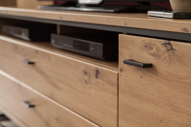 TV-Bänk Spinos 183 cm - Ek|Antracit - Möbler - TV- & Mediamöbler - TV bänk & mediabänk