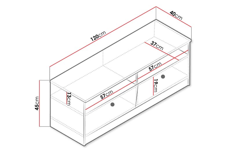 Tv-bänk Staton 120 cm - Natur/Vit/Grå - TV bänk & mediabänk