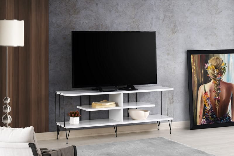 Tv-bänk Steinhagen 120 cm - Vit - TV bänk & mediabänk