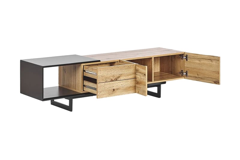 TV-bänk Sticciano 160x39 cm - Ljust Trä/Svart - Möbler - TV- & Mediamöbler - TV bänk & mediabänk