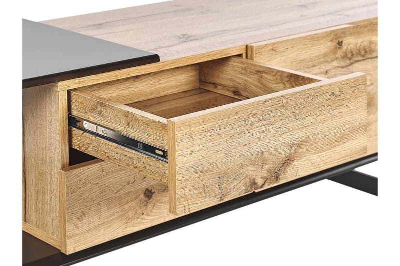 TV-bänk Sticciano 160x39 cm - Ljust Trä/Svart - Möbler - TV- & Mediamöbler - TV bänk & mediabänk