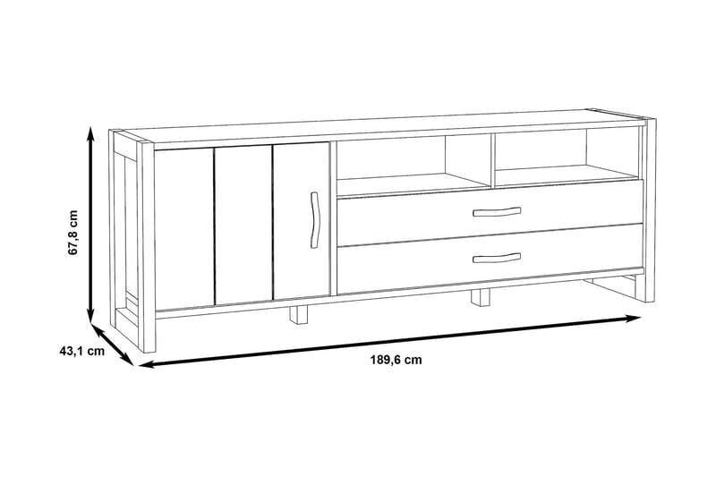 Tv-bänk Strelcha 190 cm - Brun/Grå - Möbler - TV- & Mediamöbler - TV bänk & mediabänk