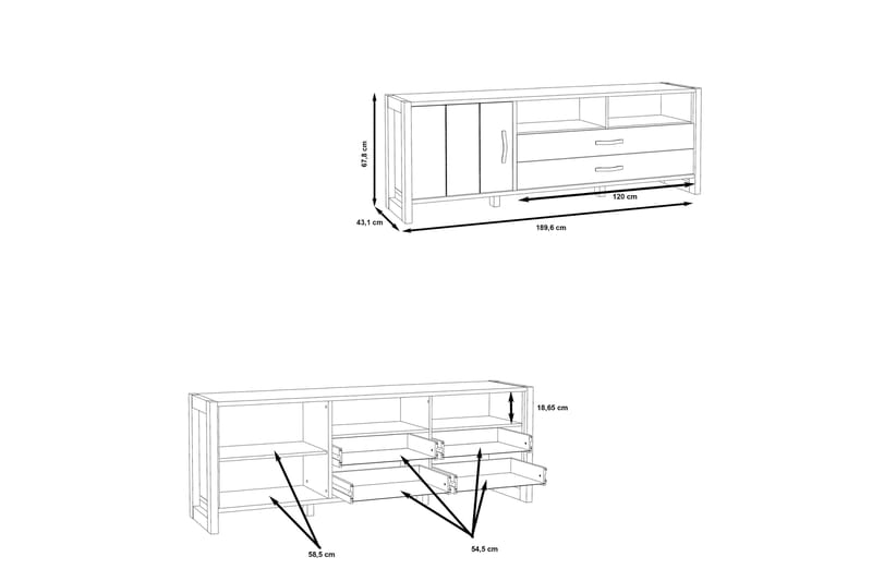Tv-bänk Strelcha 190 cm - Brun/Grå - Möbler - TV- & Mediamöbler - TV bänk & mediabänk