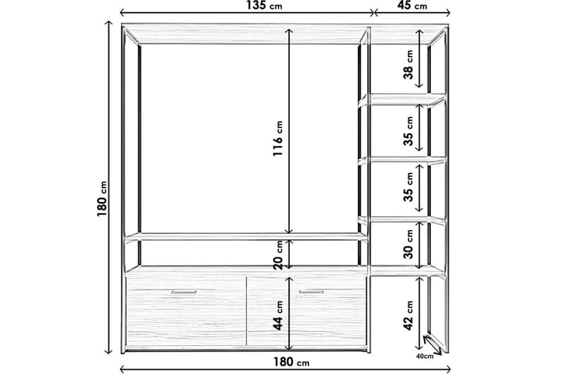 Tv-bänk Strijbeek 180 cm - Valnöt - Möbler - TV- & Mediamöbler - TV bänk & mediabänk