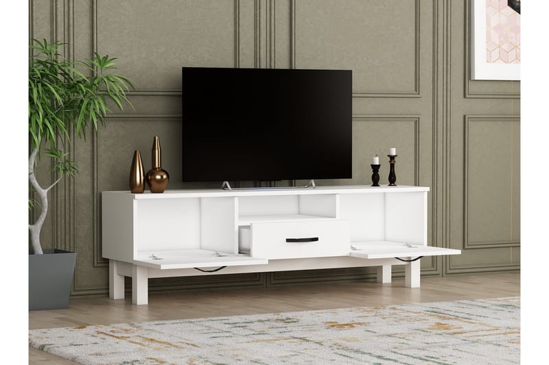 Tv-bänk Suzi 150x35,3 cm Vit - Hanah Home - Möbler - TV- & Mediamöbler - TV bänk & mediabänk