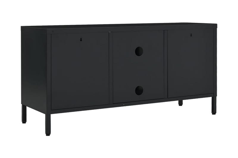 TV-bänk svart 105x35x52 cm stål och glas - Svart - TV bänk & mediabänk