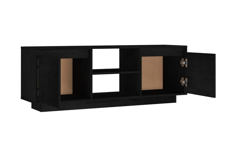 TV-bänk svart 110x30x40 cm massiv furu - Svart - TV bänk & mediabänk