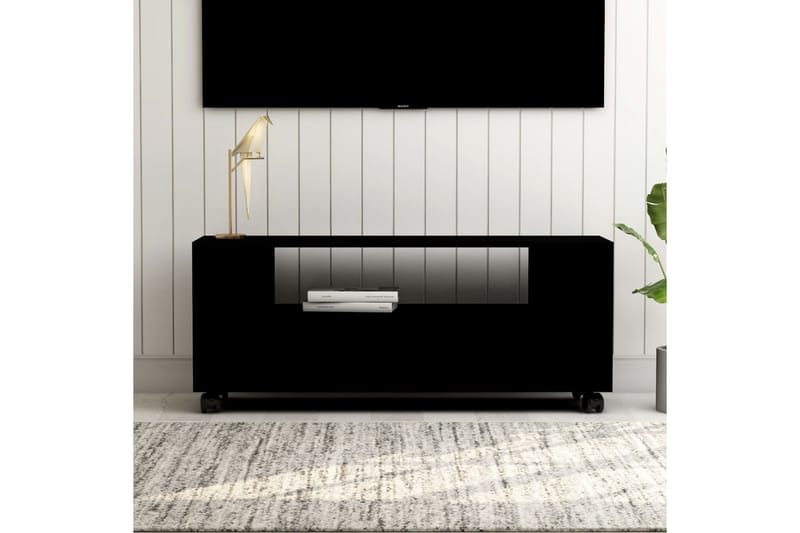TV-bänk svart 120x35x43 cm spånskiva - Svart - TV bänk & mediabänk