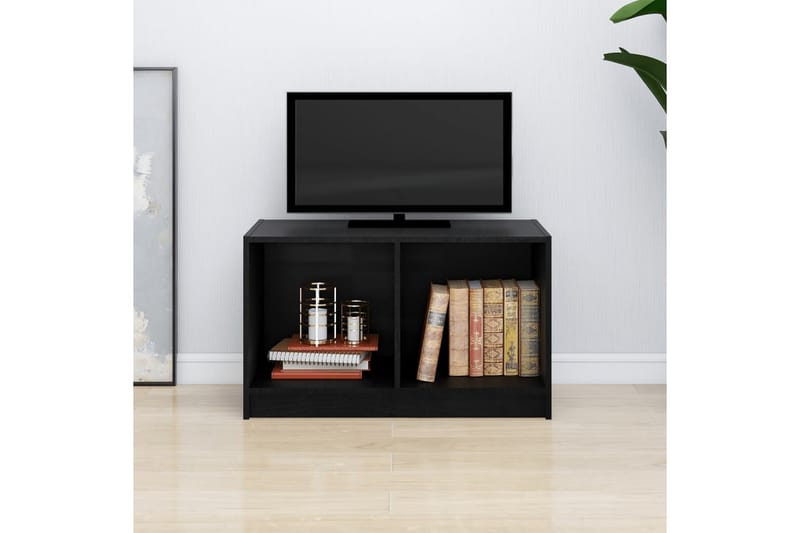 TV-bänk svart 70x33x42 cm massiv furu - Svart - TV bänk & mediabänk