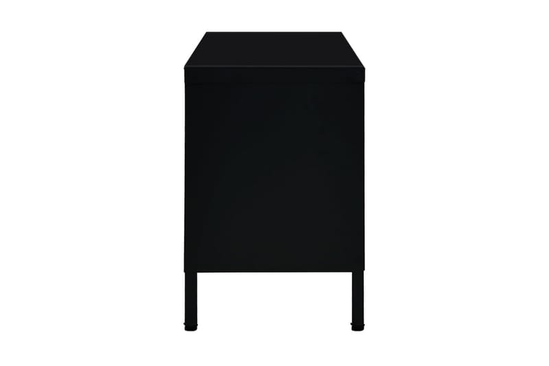 TV-bänk svart 90x30x44 cm stål och glas - Svart - TV bänk & mediabänk