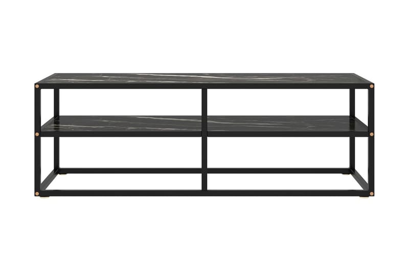 Tv-bänk svart med svart marmor glas 120x40x40 cm - Svart - TV bänk & mediabänk