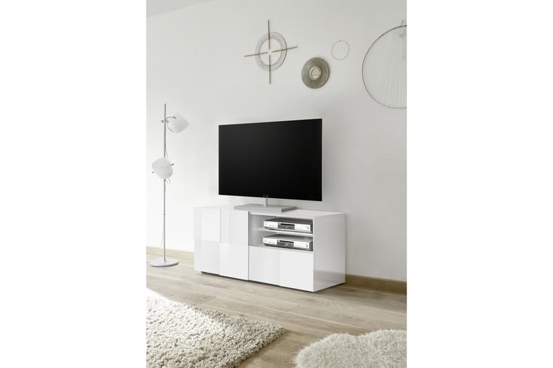 TV-bänk Tabor 121 cm - Vit Högglanslack - Möbler - TV- & Mediamöbler - TV bänk & mediabänk