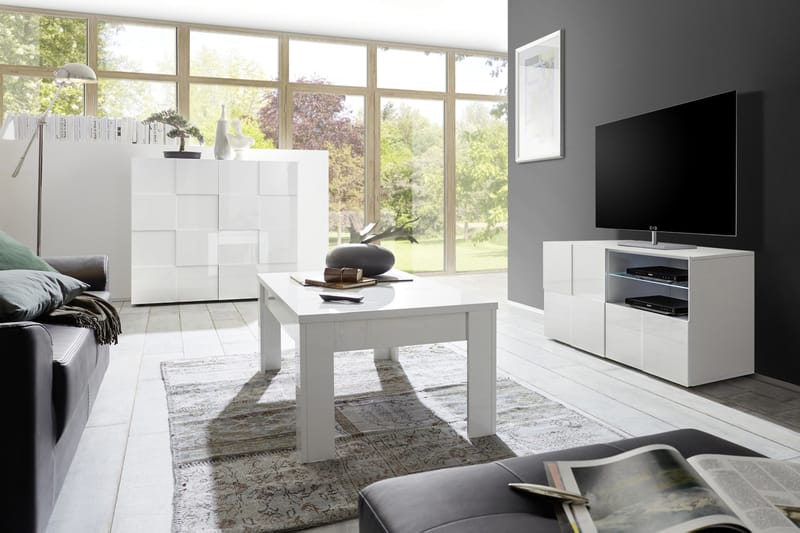 TV-bänk Tabor 121 cm - Vit Högglanslack - Möbler - TV- & Mediamöbler - TV bänk & mediabänk