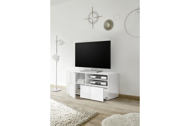 TV-bänk Tabor 121 cm - Vit Högglanslack - Möbler - TV- & Mediamöbler - TV bänk & mediabänk