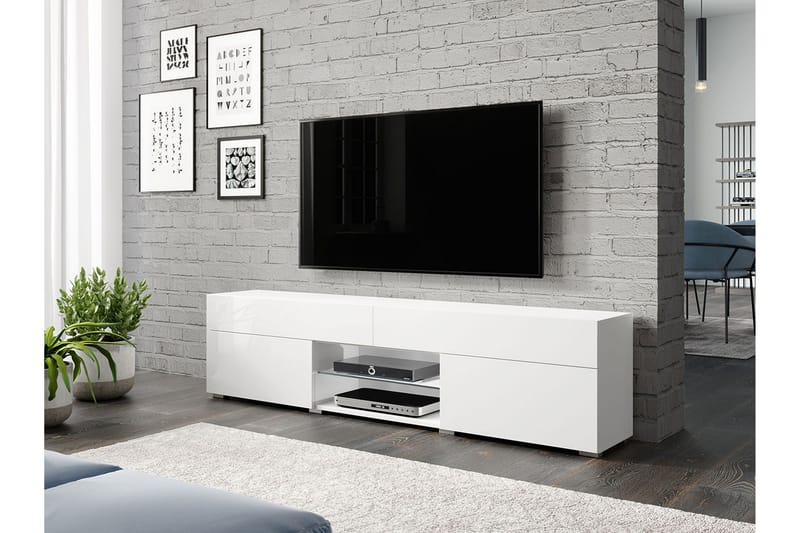 Tv-bänk Takumu 34,5 cm - Vit högglans - Möbler - TV- & Mediamöbler - TV bänk & mediabänk