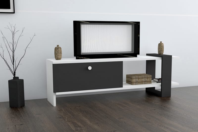 TV-Bänk Tasneem 120 cm - Vit|Grå - Möbler - TV- & Mediamöbler - TV bänk & mediabänk