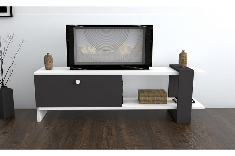 TV-Bänk Tasneem 120 cm - Vit|Grå - Möbler - TV- & Mediamöbler - TV bänk & mediabänk
