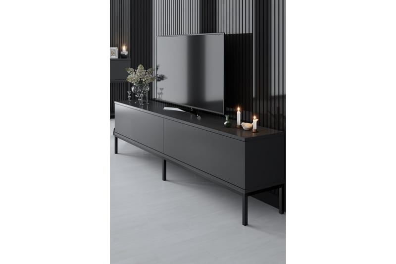 Tv-bänk Tejmon 180 cm - Grå/Svart - Möbler - TV- & Mediamöbler - TV bänk & mediabänk