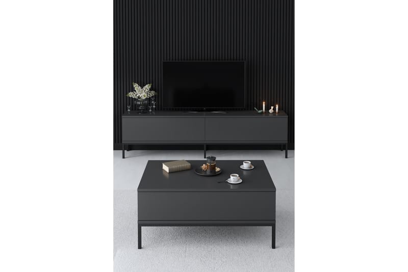 Tv-bänk Tejmon 180 cm - Grå/Svart - Möbler - TV- & Mediamöbler - TV bänk & mediabänk