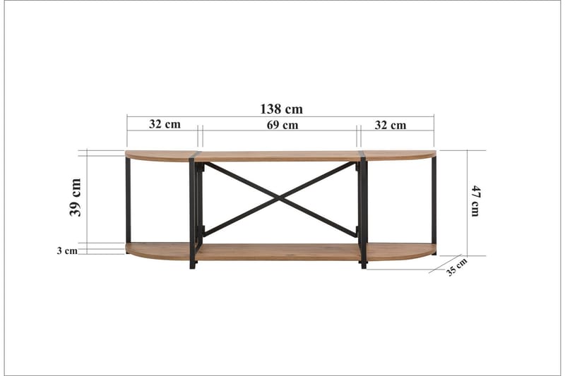 Tv-bänk Thambo 138 cm - Brun/Svart - Möbler - TV- & Mediamöbler - TV bänk & mediabänk