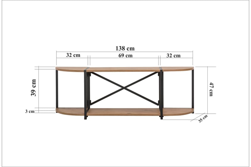 Tv-bänk Thambo 138 cm - Brun/Svart - TV bänk & mediabänk