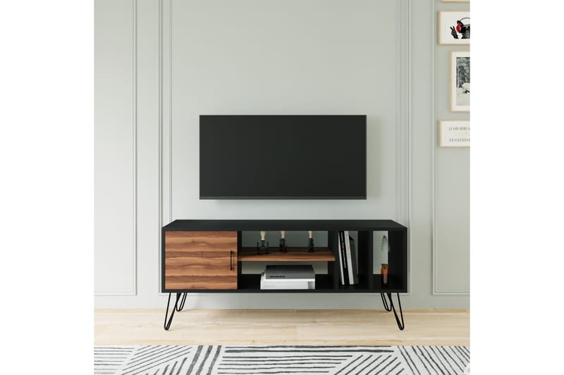 Tv-bänk TISSELT 150 cm - Svart/Brun - Möbler - TV- & Mediamöbler - TV bänk & mediabänk