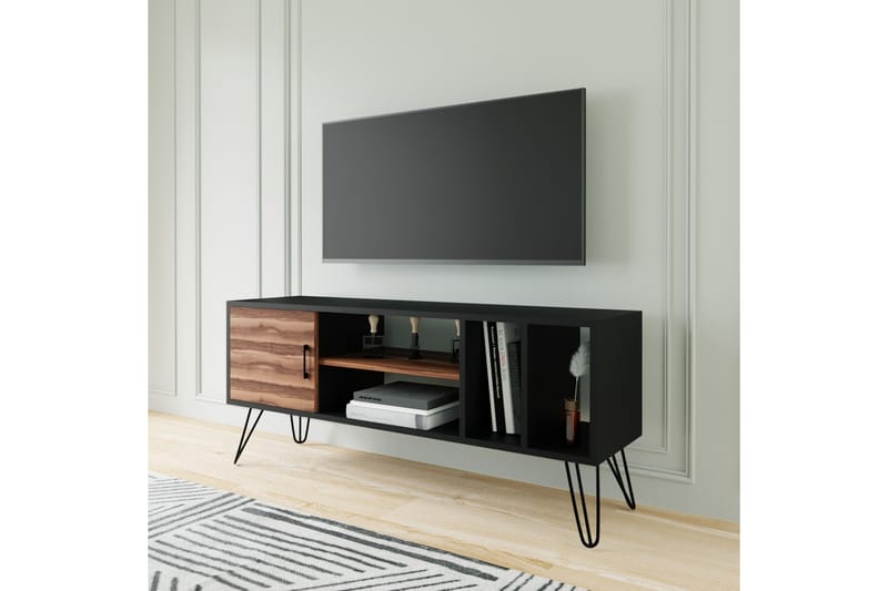 Tv-bänk TISSELT 150 cm - Svart/Brun - Möbler - TV- & Mediamöbler - TV bänk & mediabänk