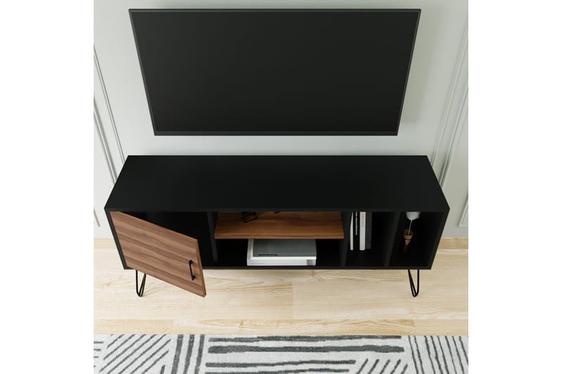 Tv-bänk TISSELT 150 cm - Svart/Brun - TV bänk & mediabänk