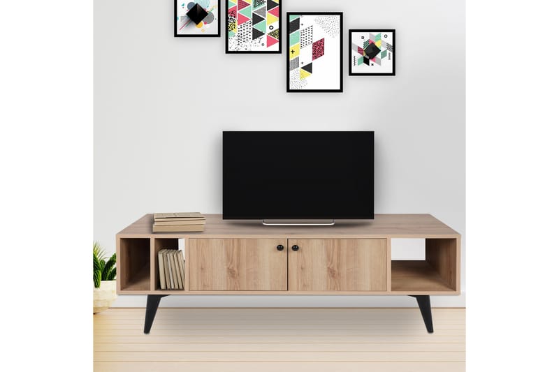 Tv-bänk Toruncenter 150 cm - Natur/Svart - TV bänk & mediabänk