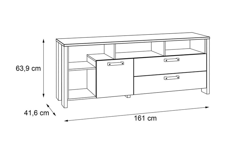 TV-Bänk Treknow 161 cm - Brun|Grå - Möbler - TV- & Mediamöbler - TV bänk & mediabänk
