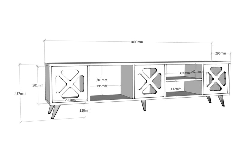 TV-Bänk Tullen 180 cm - Vit|Grå - Möbler - TV- & Mediamöbler - TV bänk & mediabänk