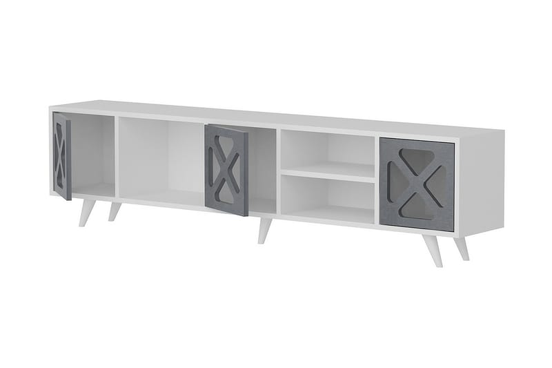 TV-Bänk Tullen 180 cm - Vit|Grå - Möbler - TV- & Mediamöbler - TV bänk & mediabänk