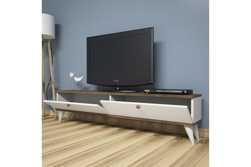TV-Bänk Tyrsberget 160 cm - Vit|Brun - Möbler - TV- & Mediamöbler - TV bänk & mediabänk