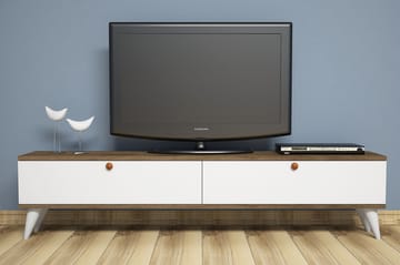 TV-Bänk Tyrsberget 160 cm - Vit|Brun - Möbler - TV- & Mediamöbler - TV bänk & mediabänk