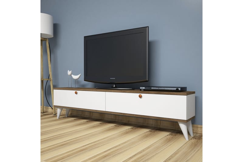 TV-Bänk Tyrsberget 160 cm - Vit|Brun - Möbler - TV- & Mediamöbler - TV bänk & mediabänk