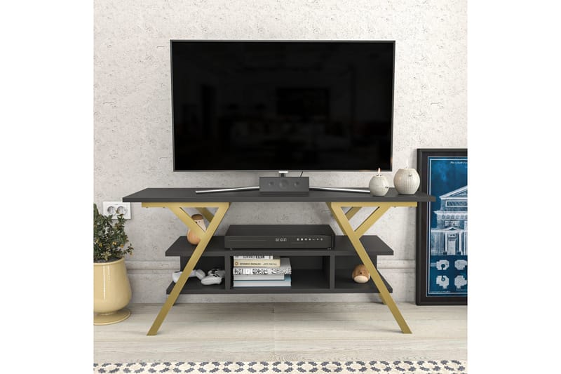 Tv-bänk Urgby 120x55 cm - Guld - Möbler - TV- & Mediamöbler - TV bänk & mediabänk