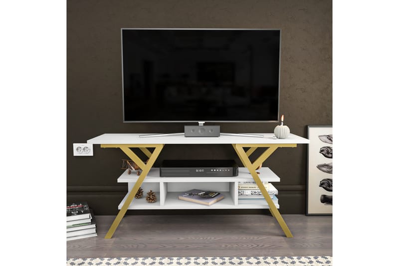 Tv-bänk Urgby 120x55 cm - Guld - Möbler - TV- & Mediamöbler - TV bänk & mediabänk