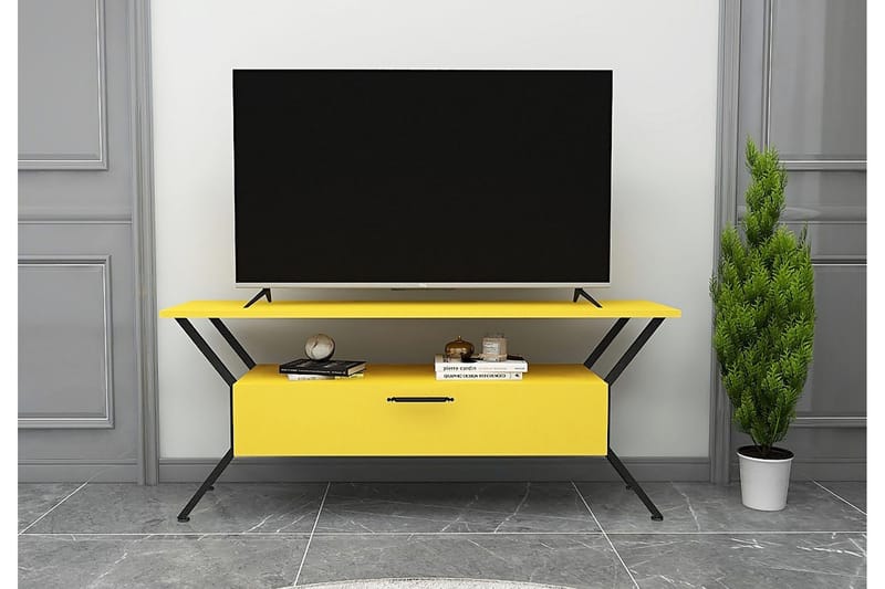 Tv-bänk Urgby 124x54 cm - Gul - Möbler - TV- & Mediamöbler - TV bänk & mediabänk