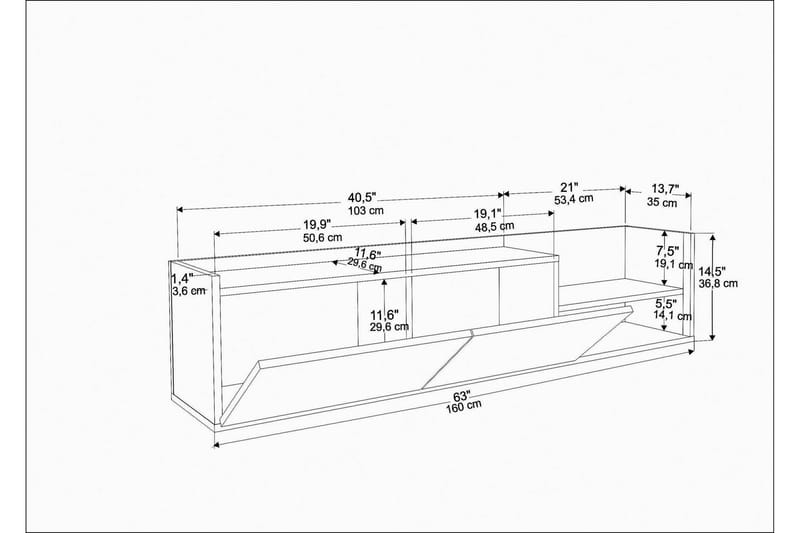 Tv-bänk Urgby 160x36,8 cm - Vit - TV bänk & mediabänk