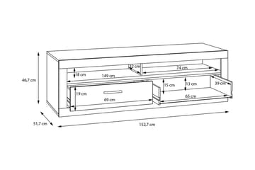 Tv-bänk Uzunkop 153 cm - Grå/Vit - Möbler - TV- & Mediamöbler - TV bänk & mediabänk