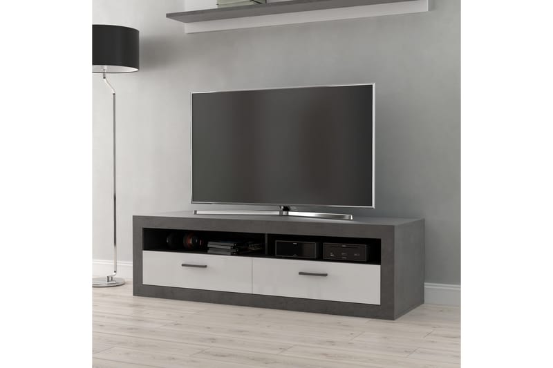 Tv-bänk Uzunkop 153 cm - Grå/Vit - Möbler - TV- & Mediamöbler - TV bänk & mediabänk