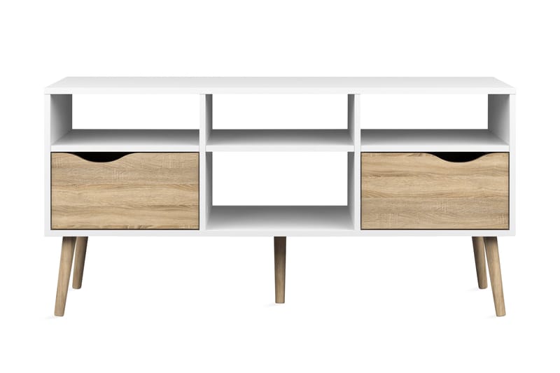 TV-bänk Vasiliki 117 cm - Vit|Ek - Möbler - TV- & Mediamöbler - TV bänk & mediabänk