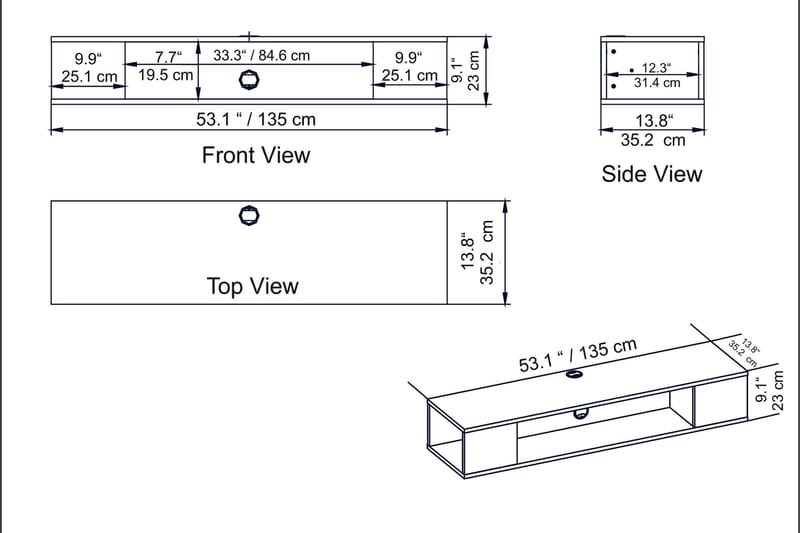 TV-bänk Vevelhult 135 cm - Vit - Möbler - TV- & Mediamöbler - TV bänk & mediabänk