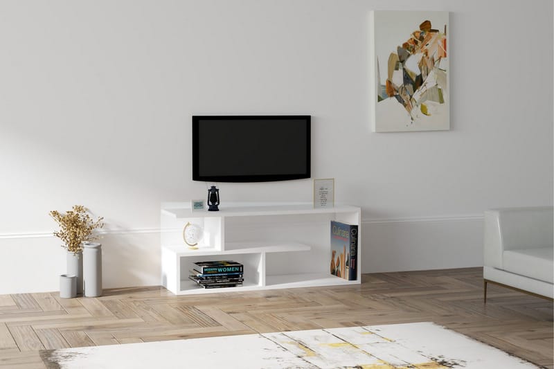 Tv-bänk Violaceae 100x40 cm - Vit - Möbler - TV- & Mediamöbler - TV bänk & mediabänk