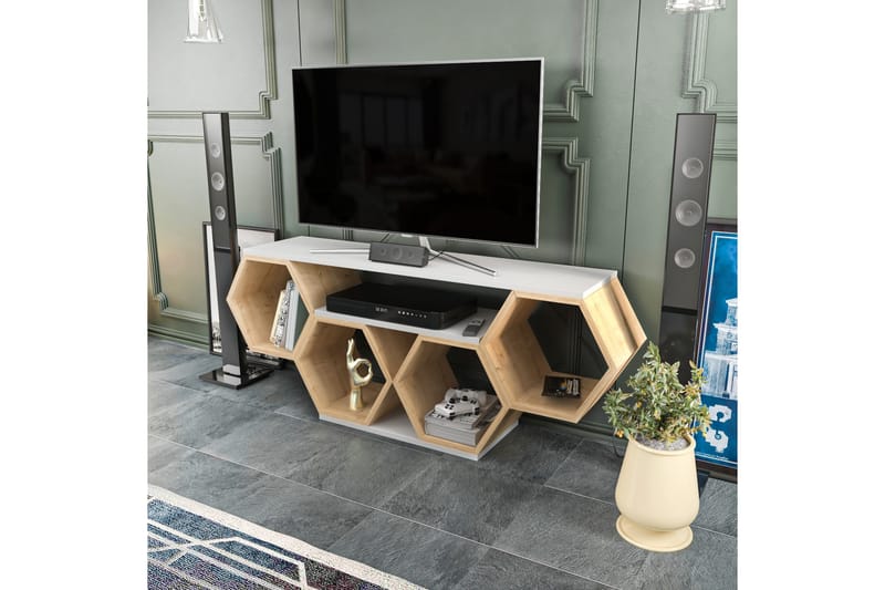 Tv-bänk Violaceae 140x55,5 cm - Vit - Möbler - TV- & Mediamöbler - TV bänk & mediabänk