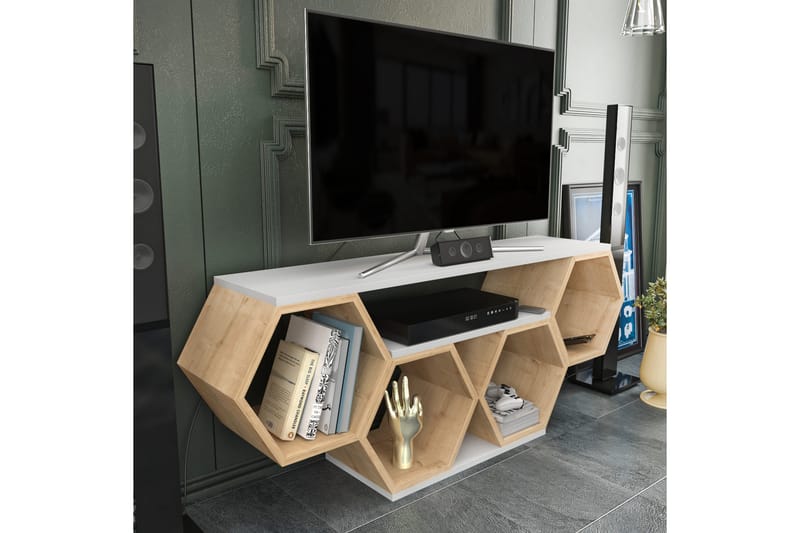 Tv-bänk Violaceae 140x55,5 cm - Vit - Möbler - TV- & Mediamöbler - TV bänk & mediabänk