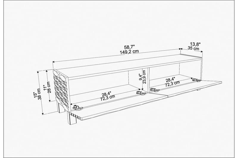 Tv-bänk Violaceae 149,2x38 cm - Vit - Möbler - TV- & Mediamöbler - TV bänk & mediabänk