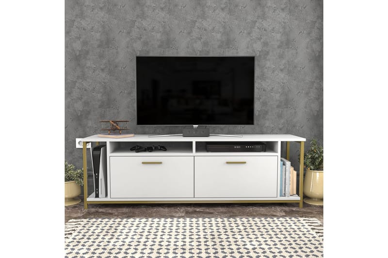 Tv-bänk Violaceae 160x50,8 cm - Vit - Möbler - TV- & Mediamöbler - TV bänk & mediabänk
