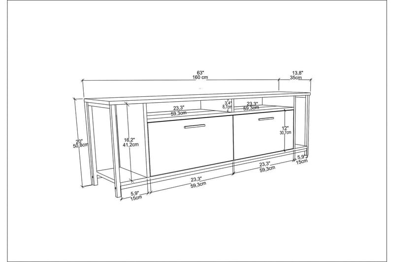 Tv-bänk Violaceae 160x50,8 cm - Vit - Möbler - TV- & Mediamöbler - TV bänk & mediabänk