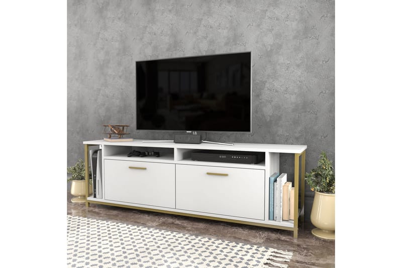 Tv-bänk Violaceae 160x50,8 cm - Vit - Möbler - TV- & Mediamöbler - TV bänk & mediabänk